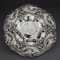 Antique Gorham American Solid Sterling Silver Centerpiece Bowl 1901, 37.2 OZT